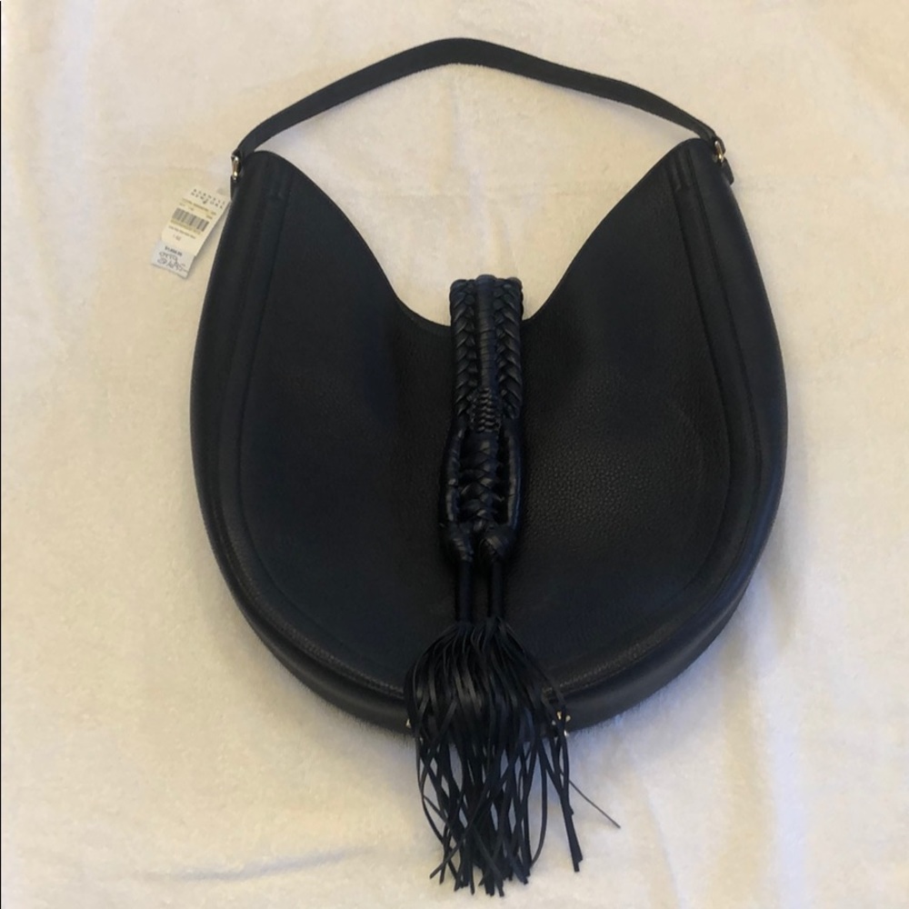 Barely Used Altuzarra Ghianda Navy Leather Fringe Hobo Bag